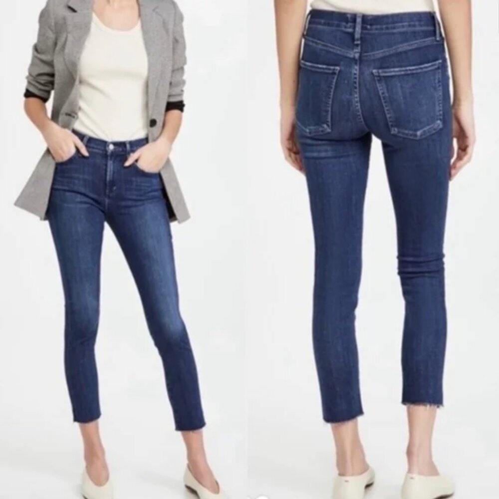 AGOLDE Sophie High Rise Raw Hem Crop Skinny Mid-Dark Wash Jeans EUC - 29